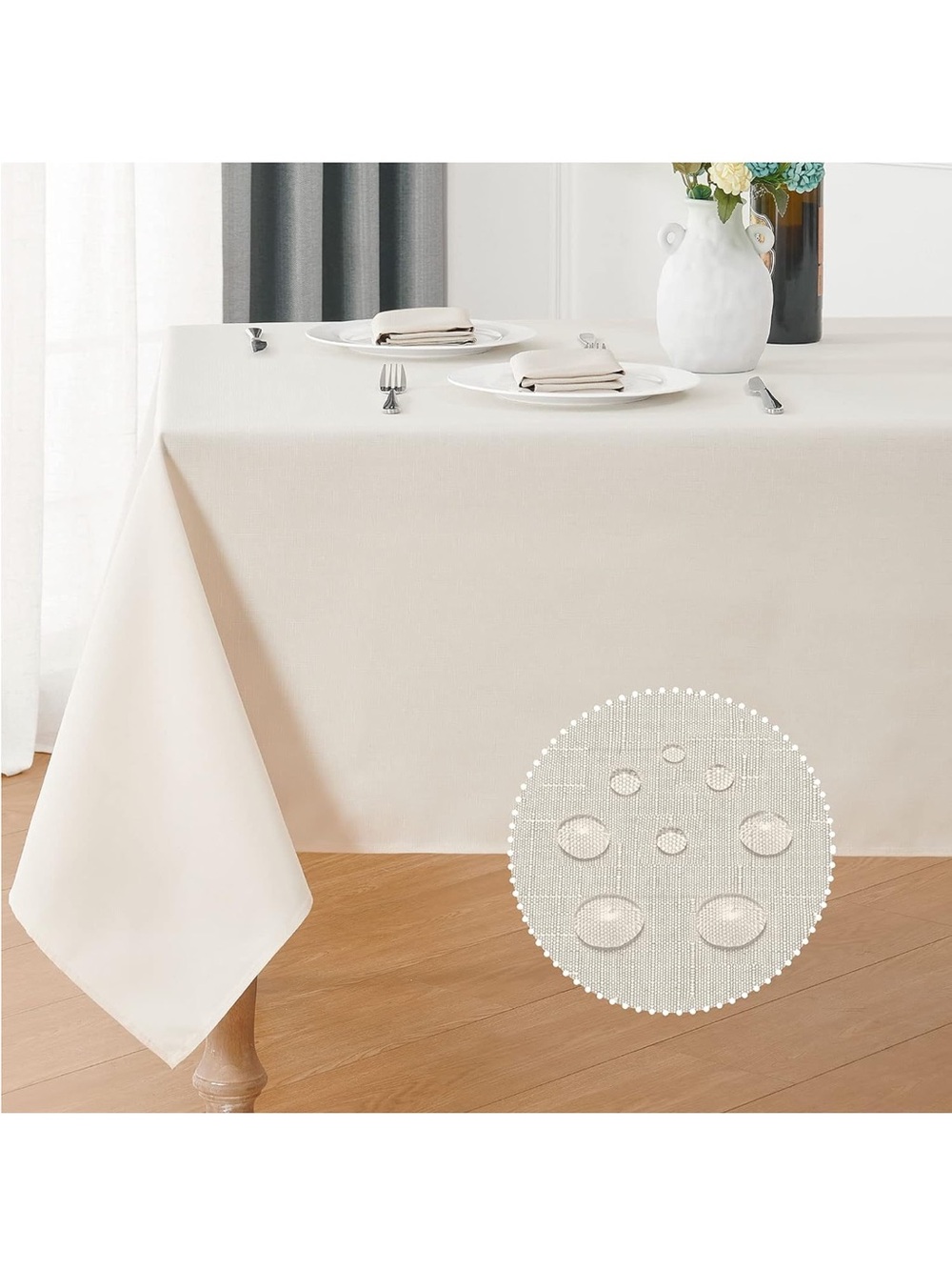 NEW Linen-Textured Tablecloth. Stain/ Wrinkle Resistant Washable Poly. 60x104